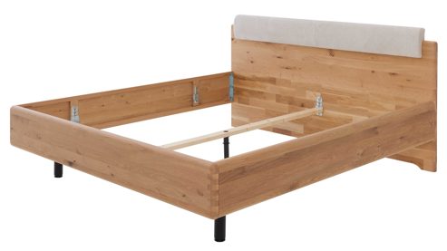 Komplettzimmer Interliving aus Holz in Holzfarben Interliving Schlafzimmer Serie 1015 – Komplettzimmer Wildeiche & silberfarbener Bezug Etna – fünftürig, Liegefläche 180 x 200 cm