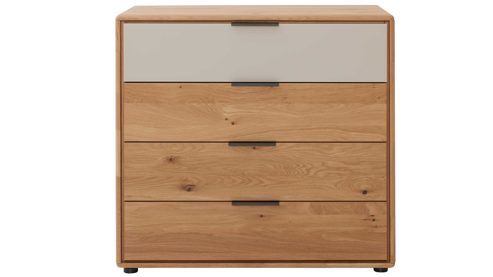Schubladenkommode Interliving aus Holz in Holzfarben Interliving Schlafzimmer Serie 1015 – Schubladenkommode Wildeiche – vier Schubladen, Länge ca. 95 cm