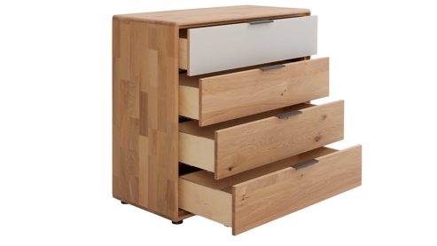 Schubladenkommode Interliving aus Holz in Holzfarben Interliving Schlafzimmer Serie 1015 – Schubladenkommode Wildeiche – vier Schubladen, Länge ca. 95 cm