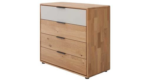 Schubladenkommode Interliving aus Holz in Holzfarben Interliving Schlafzimmer Serie 1015 – Schubladenkommode Wildeiche – vier Schubladen, Länge ca. 95 cm