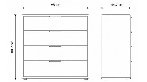 Schubladenkommode Interliving aus Holz in Holzfarben Interliving Schlafzimmer Serie 1015 – Schubladenkommode Wildeiche – vier Schubladen, Länge ca. 95 cm