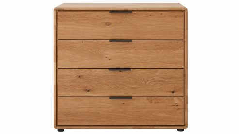 Schubladenkommode Interliving aus Holz in Holzfarben Interliving Schlafzimmer Serie 1015 – Schubladenkommode Wildeiche – vier Schubladen, Länge ca. 95 cm