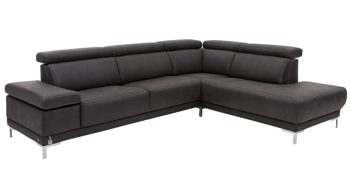 Ecksofa Interliving aus Stoff in Anthrazit Interliving Sofa Serie 4252 – Ecksofa anthrazitfarbener Stoffbezug Büffel & Metallfüße – Stellfläche ca. 275 x 220 cm