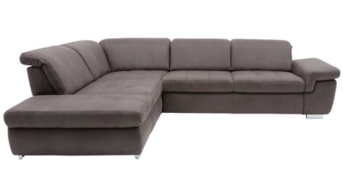 Ecksofa modulmaster aus Stoff in Anthrazit Modulmaster MM-MP1061 - Ecksofa anthrazitfarbene Mikrofaser Saddle & glänzende Metallfüße - Stellfläche ca. 244 x 320 cm