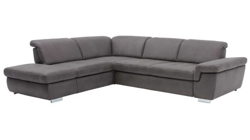 Ecksofa modulmaster aus Stoff in Anthrazit Modulmaster MM-MP1061 - Ecksofa anthrazitfarbene Mikrofaser Saddle & glänzende Metallfüße - Stellfläche ca. 244 x 320 cm