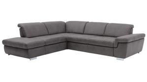 Ecksofa modulmaster aus Stoff in Anthrazit Modulmaster MM-MP1061 - Ecksofa anthrazitfarbene Mikrofaser Saddle & glänzende Metallfüße - Stellfläche ca. 244 x 320 cm