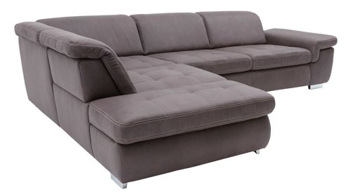 Ecksofa modulmaster aus Stoff in Anthrazit Modulmaster MM-MP1061 - Ecksofa anthrazitfarbene Mikrofaser Saddle & glänzende Metallfüße - Stellfläche ca. 244 x 320 cm