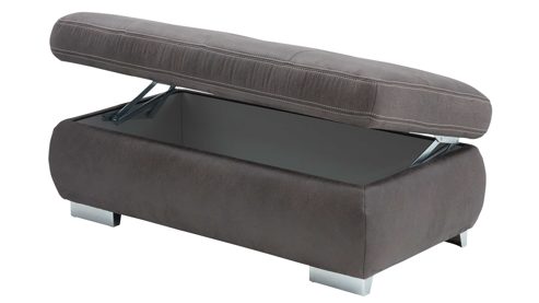Funktionshocker modulmaster aus Stoff in Anthrazit Modulmaster MM-MP1061 - XXL-Funktionshocker anthrazitfarbene Mikrofaser Saddle & glänzende Metallfüße - ca. 129 x 64 cm