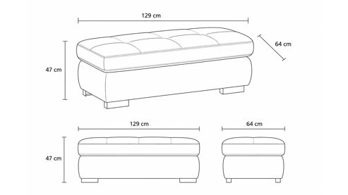 Polsterhocker modulmaster aus Stoff in Weiß Modulmaster MM-MP1061 - XXL-Hocker acrufarbenes Flachgewebe Cyber & schwarze Metallfüße - ca. 129 x 64 cm