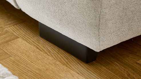 Funktionshocker modulmaster aus Stoff in Weiß Modulmaster MM-MP1061 - XXL-Funktionshocker ecrufarbenes Flachgewebe Cyber & schwarze Metallfüße - ca. 129 x 64 cm