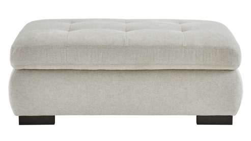 Polsterhocker modulmaster aus Stoff in Weiß Modulmaster MM-MP1061 - XXL-Hocker acrufarbenes Flachgewebe Cyber & schwarze Metallfüße - ca. 129 x 64 cm