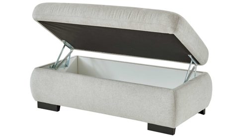 Funktionshocker modulmaster aus Stoff in Weiß Modulmaster MM-MP1061 - XXL-Funktionshocker ecrufarbenes Flachgewebe Cyber & schwarze Metallfüße - ca. 129 x 64 cm