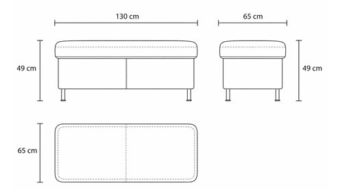 Funktionshocker modulmaster aus Leder in Grau Modulmaster MM-PN1102 - XXL-Funktionsocker granitfarbenes Leder Torro & Alufüße - ca. 130 x 65 cm