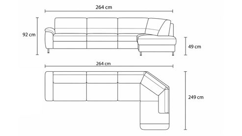Ecksofa modulmaster aus Leder in Grau Modulmaster MM-PN1102 - Ecksofa granitfarbenes Leder Torro & Alufüße - Stellfläche ca. 264 x 249 cm