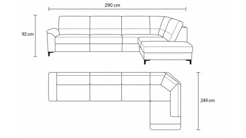 Ecksofa modulmaster aus Leder in Beige Modulmaster MM-PN1102 - Ecksofa perlfarbenes Leder Torro & schware Metallfüße - Stellfläche ca. 290 x 249 cm
