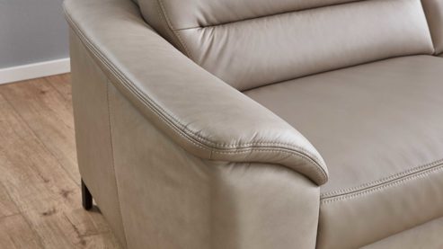 Ecksofa modulmaster aus Leder in Beige Modulmaster MM-PN1102 - Ecksofa perlfarbenes Leder Torro & schware Metallfüße - Stellfläche ca. 290 x 249 cm