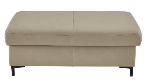 Polsterhocker modulmaster aus Leder in Beige Modulmaster MM-PN1102 - XXL-Hocker perlfarbenes Leder Torro & schwarze Metallfüße - ca. 130 x 65 cm