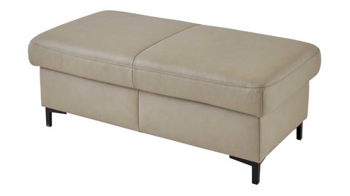 Funktionshocker modulmaster aus Leder in Beige Modulmaster MM-PN1102 - XXL-Funktionsocker perlfarbenes Leder Torro & schwarze Metallfüße - ca. 130 x 65 cm