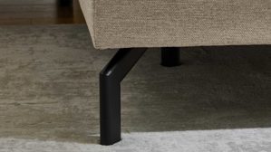 Polsterhocker modulmaster aus Stoff in Beige Modulmaster MM-PP11219 - XL-Polsterhocker beiger Stoffbezug Asina & schwarze Metallfüße - ca. 89 x 61 cm