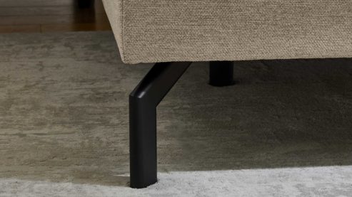 Polsterhocker modulmaster aus Stoff in Beige Modulmaster MM-PP11219 - XL-Polsterhocker beiger Stoffbezug Asina & schwarze Metallfüße - ca. 89 x 61 cm