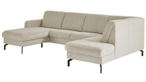 Ecksofa modulmaster aus Stoff in Beige Modulmaster MM-PP11219 - Ecksofa beiger Stoffbezug Asina & schwarze Metallfüße - Stellfläche ca. 170 x 307 cm