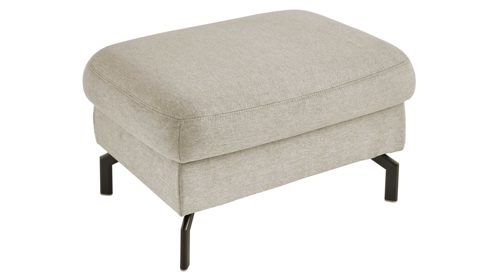 Polsterhocker modulmaster aus Stoff in Beige Modulmaster MM-PP11219 - XL-Polsterhocker beiger Stoffbezug Asina & schwarze Metallfüße - ca. 89 x 61 cm