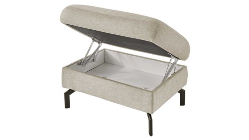 Funktionshocker modulmaster aus Stoff in Beige Modulmaster MM-PP11219 - XL-Funktionhocker beiger Stoffbezug Asina & schwarze Metallfüße - ca. 89 x 61 cm
