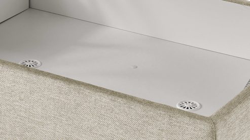 Funktionshocker modulmaster aus Stoff in Beige Modulmaster MM-PP11219 - XL-Funktionhocker beiger Stoffbezug Asina & schwarze Metallfüße - ca. 89 x 61 cm