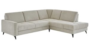 Ecksofa modulmaster aus Stoff in Beige Modulmaster MM-ZE1218 - Ecksofa naturfarbener Webstoff Famosa & schwarze Metallfüße - Stellfläche ca. 278 x 236 cm