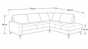Ecksofa modulmaster aus Stoff in Beige Modulmaster MM-ZE1218 - Ecksofa naturfarbener Webstoff Famosa & schwarze Metallfüße - Stellfläche ca. 278 x 236 cm