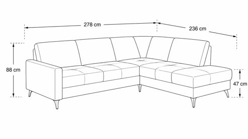 Ecksofa modulmaster aus Stoff in Beige Modulmaster MM-ZE1218 - Ecksofa naturfarbener Webstoff Famosa & schwarze Metallfüße - Stellfläche ca. 278 x 236 cm