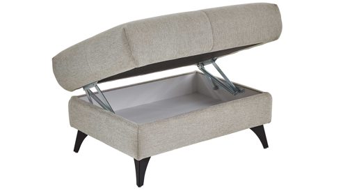 Funktionshocker modulmaster aus Stoff in Beige Modulmaster MM-ZE1218 - XL-Funktionshocker naturfarbener Webstoff Famosa & schwarze Metallfüße - ca. 90 x 68 cm