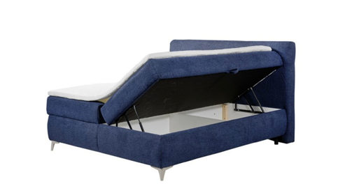 Boxspringbett Ed lifestyle (black red white) aus Stoff in Blau Boxspringbett Temora dunkelblauer Chenillebezug Ravello 01 Ivory - Liegefläche ca. 180 x 200 cm