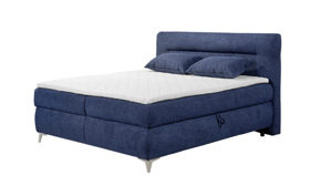 Boxspringbett Ed lifestyle (black red white) aus Stoff in Blau Boxspringbett Temora dunkelblauer Chenillebezug Ravello 01 Ivory - Liegefläche ca. 180 x 200 cm