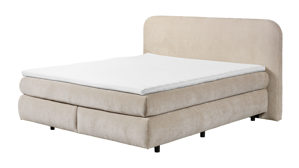 Boxspringbett Ed lifestyle (black red white) aus Stoff in Beige Boxspringbett Elbrus creamfarbener Bezug Elaris 04 - Liegefläche ca. 180 x 200 cm