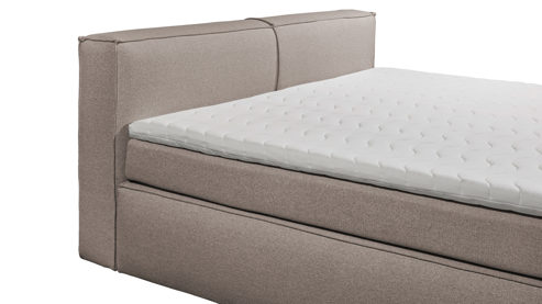 Boxspringbett Ed lifestyle (black red white) aus Stoff in Hellbraun Boxspringbett Sandon stonefarbener Bezug Pixie 35 - Liegefläche ca. 180 x 200 cm