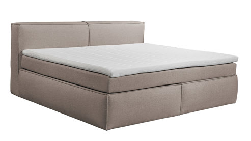 Boxspringbett Ed lifestyle (black red white) aus Stoff in Hellbraun Boxspringbett Sandon stonefarbener Bezug Pixie 35 - Liegefläche ca. 180 x 200 cm