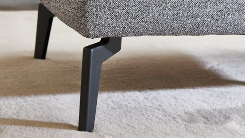 Polsterhocker modulmaster aus Stoff in Grau Modulmaster MM-ZE1200 - XL-Polsterhocker grauer Bezug Beat & schwarze Metallfüße - ca. 87 x 65 cm