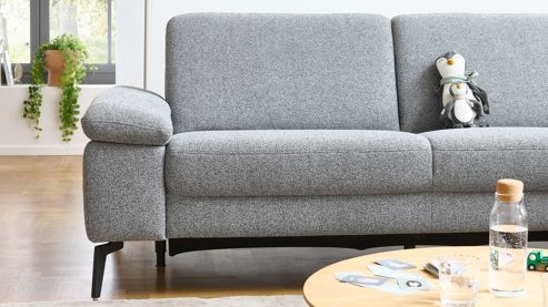 Ecksofa modulmaster aus Stoff in Grau Modulmaster MM-ZE1200 - Ecksofa grauer Bezug Beat & schwarze Metallfüße - Stellfläche ca. 285 x 230 cm