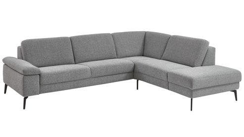 Ecksofa modulmaster aus Stoff in Grau Modulmaster MM-ZE1200 - Ecksofa grauer Bezug Beat & schwarze Metallfüße - Stellfläche ca. 285 x 230 cm