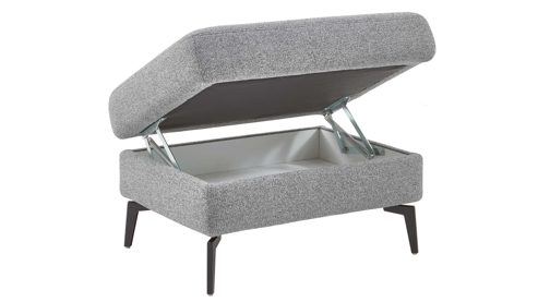 Funktionshocker modulmaster aus Stoff in Grau Modulmaster MM-ZE1200 - XL-Funktionshocker grauer Bezug Beat & schwarze Metallfüße - ca. 87 x 65 cm