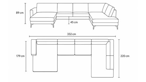 Ecksofa modulmaster aus Stoff in Grau Modulmaster MM-ZE1126 - Wohnlandschaft silberfarbener Velours Amira - Stellfläche ca. 332 x 220 cm