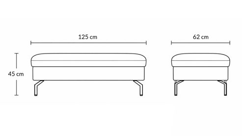 Polsterhocker modulmaster aus Stoff in Grau Modulmaster MM-ZE1126 - XXL-Hocker silberfarbener Velours Amira - ca. 125 x 62 cm