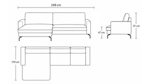Ecksofa modulmaster aus Stoff in Grün Modulmaster MM-ZE1126 - Ecksofa opalfarbener Stoff Santos - Stellfläche ca. 179 x 248 cm