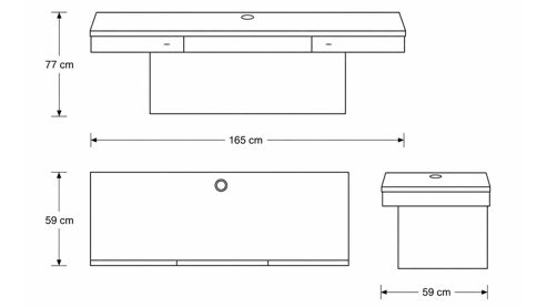 Wohnwand Interliving aus Holz in Weiß Interliving Wohnzimmer Serie 2031 - Homeoffice-Kombination Tonweiß & Risseiche - Länge ca. 255 cm