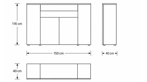 Highboard Interliving aus Holz in Grün Interliving Wohnzimmer Serie 2031 - Highboard Schilfgrün - Breite ca. 150 cm