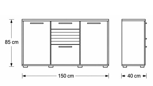 Regal Interliving aus Holz in Holzfarben Interliving Wohnzimmer Serie 2032 - Sideboard mit Regalkombination Sandbeige & Risseiche - Länge ca. 210 cm