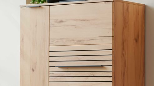 Highboard Interliving aus Holz in Holzfarben Interliving Wohnzimmer Serie 2032 - Highboard Risseiche - zwei Türen, Breite ca. 90 cm