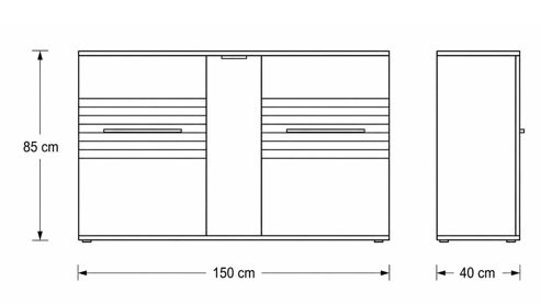 Sideboard Interliving aus Holz in Holzfarben Interliving Wohnzimmer Serie 2032 - Sideboard Risseiche - drei Türen, Länge ca. 150 cm