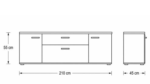 Wohnwand Interliving aus Holz in Holzfarben Hell Interliving Wohnzimmer Serie 2110 - Wohnwand Naturbuche - sechsteilig, Breite ca. 315 cm